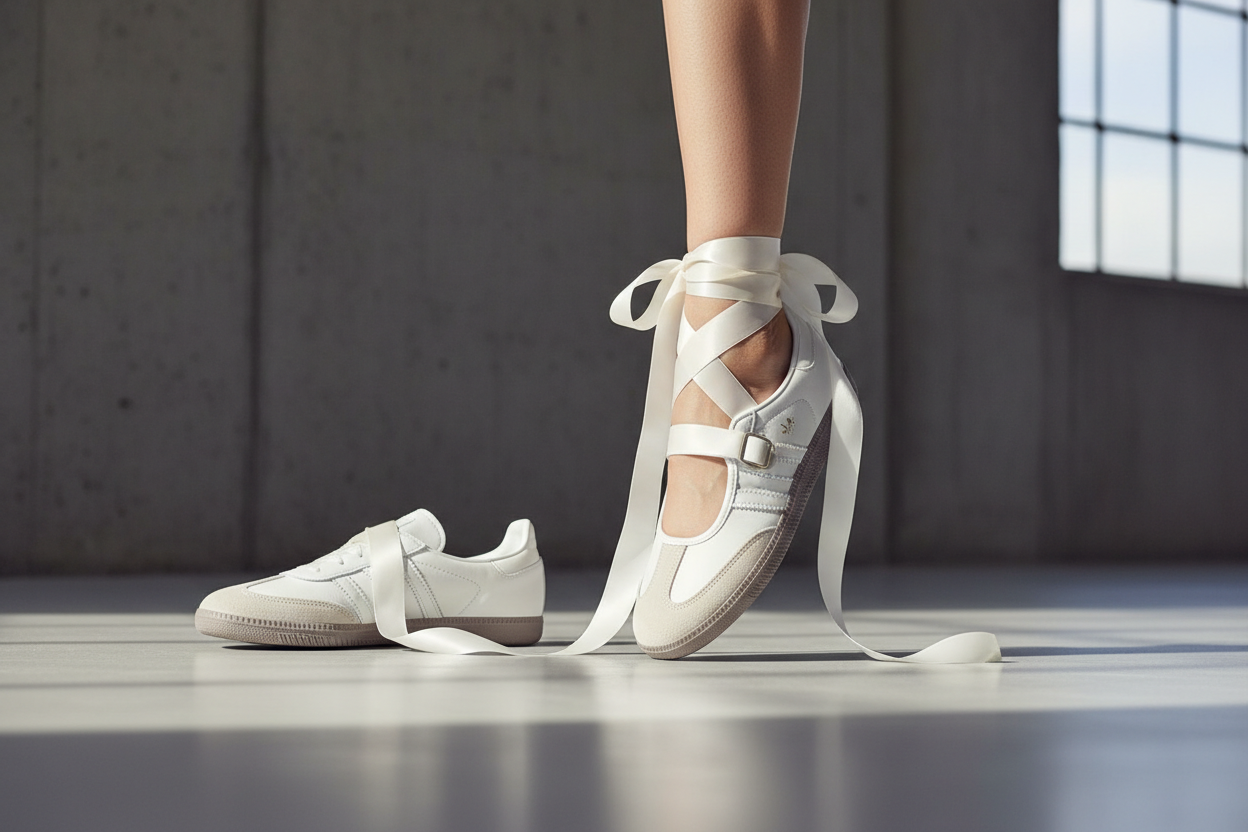 Мутация культовой классики: Как гибрид кроссовок и балеток Adidas Samba Jane покорил мировую моду с помощью эстетики Balletcore